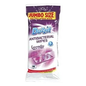 Duzzit Anti-Bacterial Extra Large Wipes Lavender x30