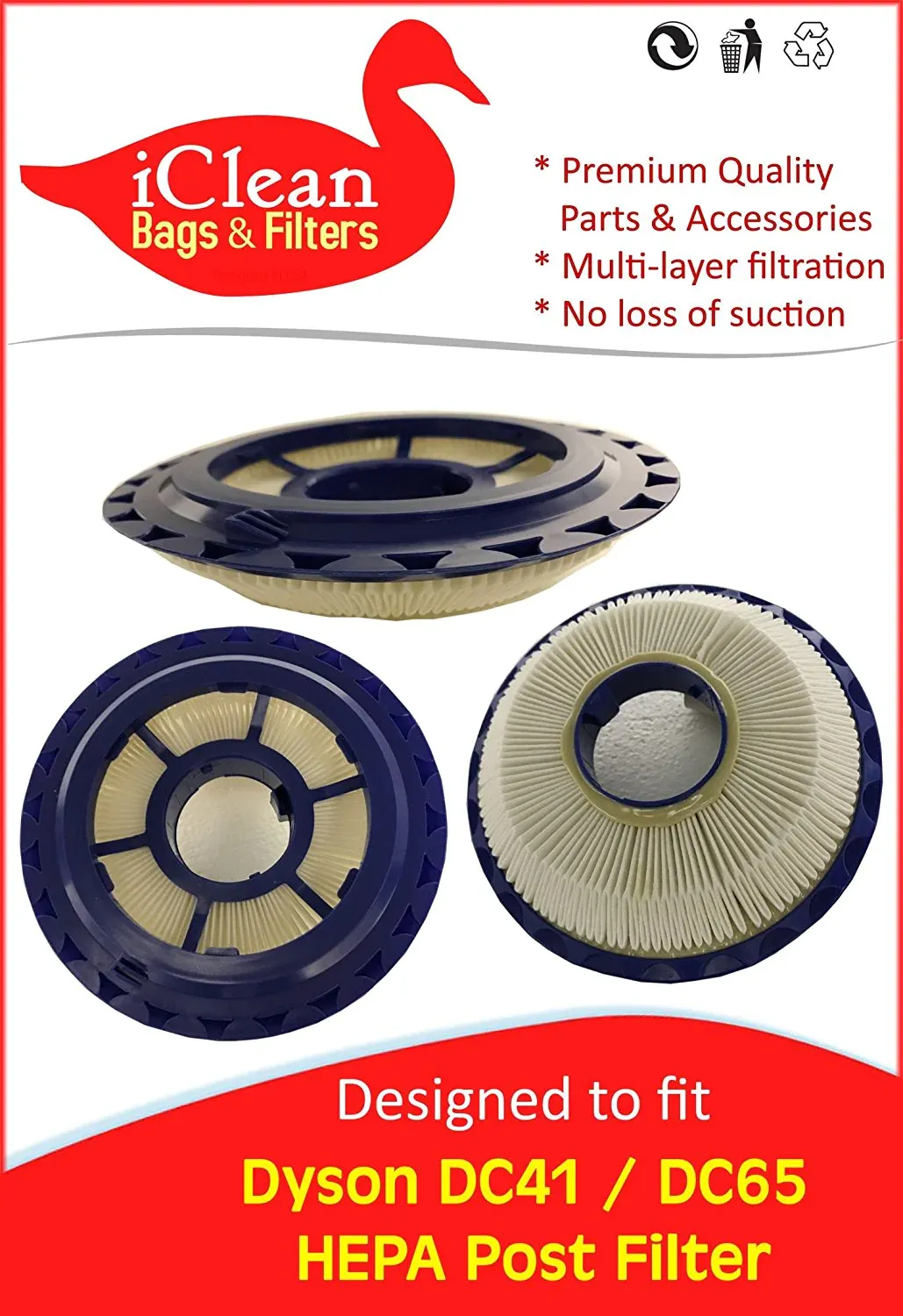 Dyson DC41 / DC65 HEPA Post Filter - (Qty) 2 By iClean Vacuums