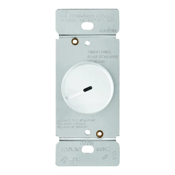 Eaton Wiring Devices RI06PL-W-K Rotary Dimmer, 120 V, 600 W, Halogen, Incandescent Lamp, 3-Way, White