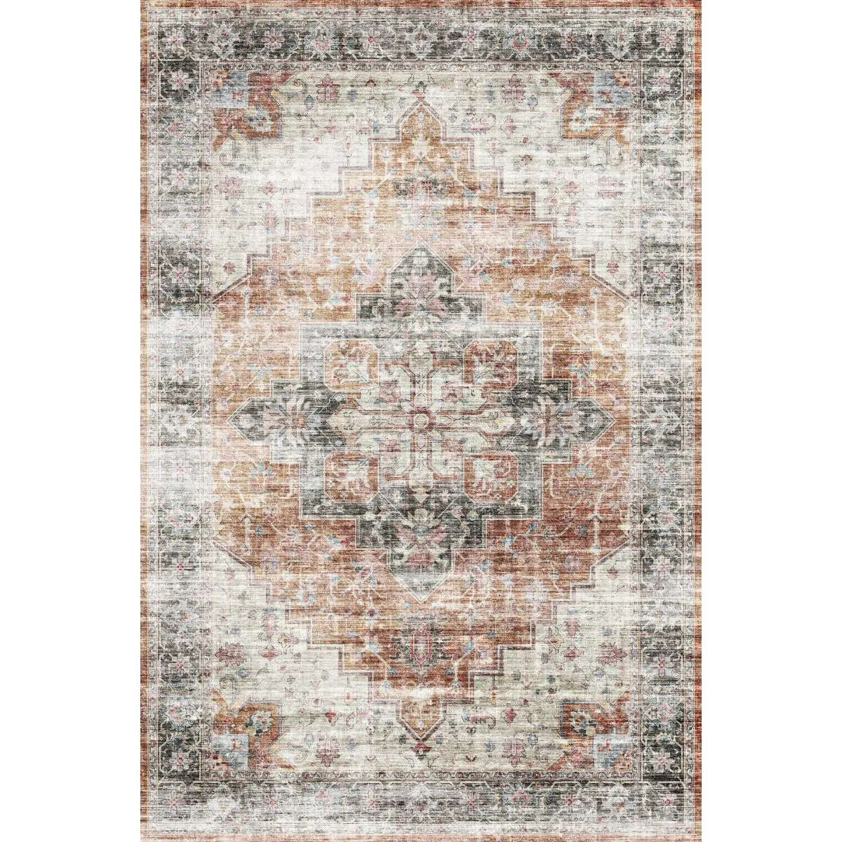 Echo Burnt Orange Black Pink Rug - Second Love