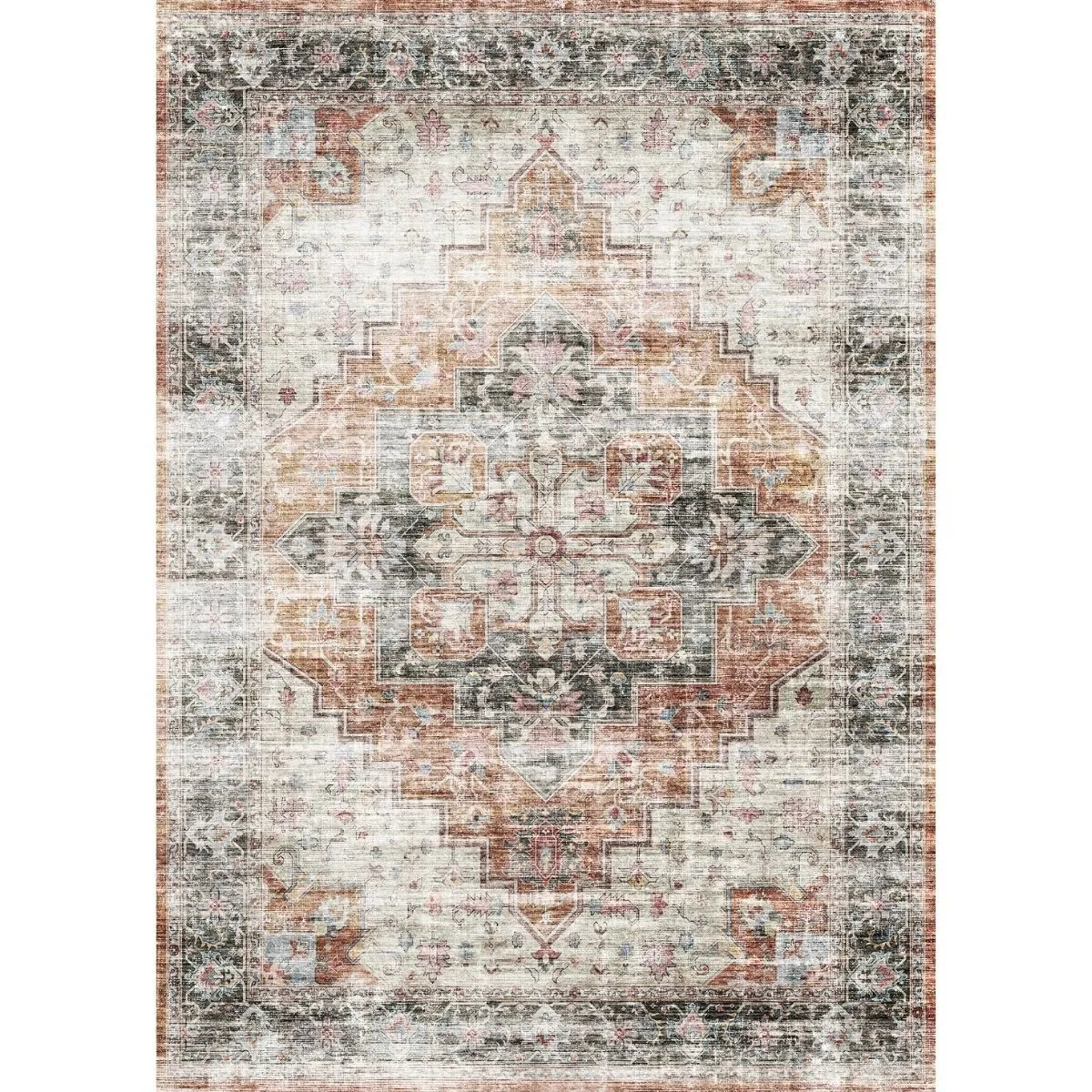 Echo Burnt Orange Black Pink Rug - Second Love