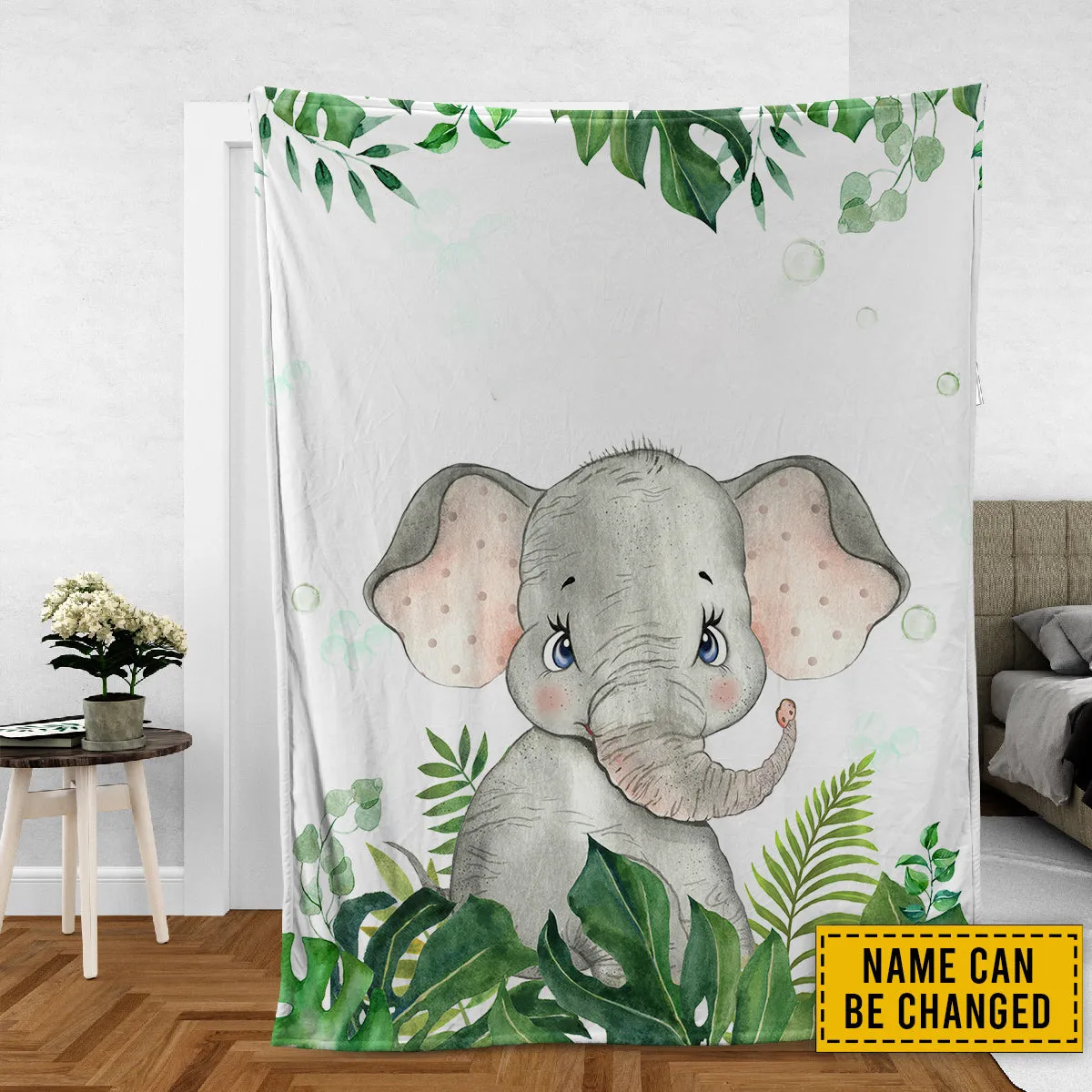 Elephant Custom Blanket For Baby, Personalized Safari Blanket, Personalized Kids Throw Blanket, Animal Lover Gifts, Nursery Bedroom Decor