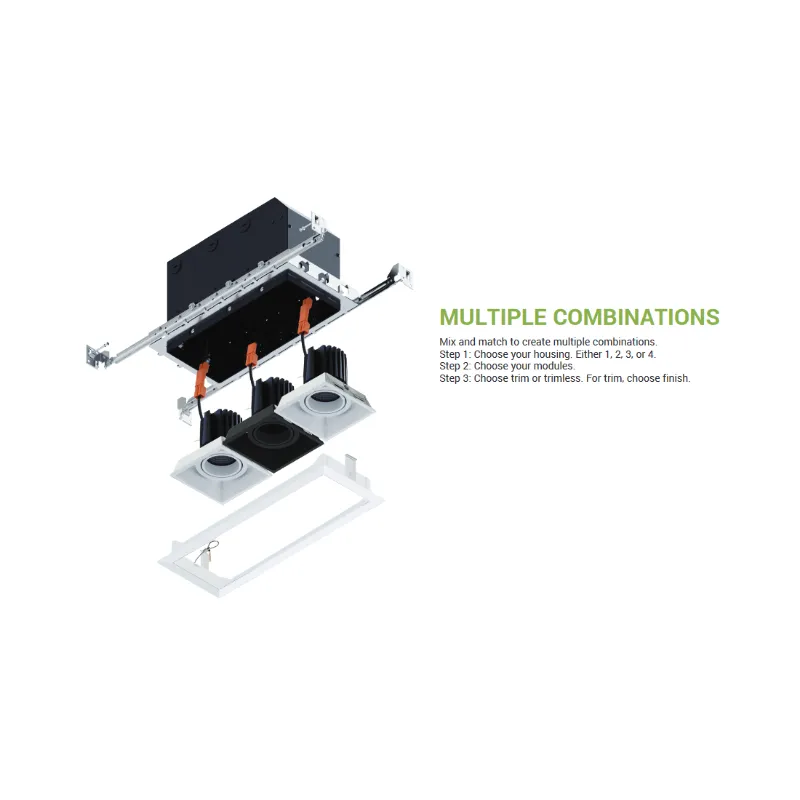 Elite FCM4-T-TL 4 Head Trimless Recessed Mini Multiple Combo LED Downlight Trim