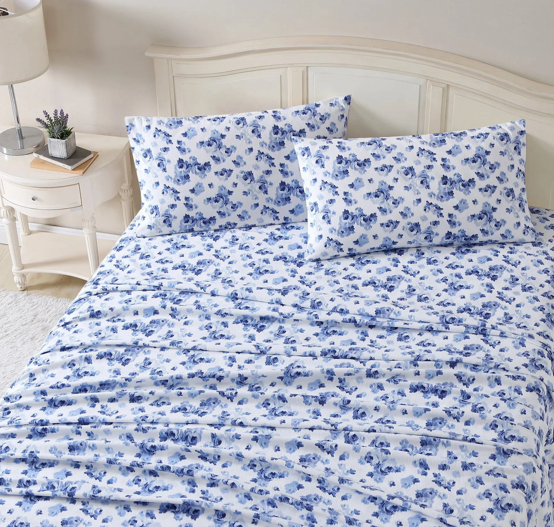 Emelisa Porcelain Blue Flannelette Sheet Set by Laura Ashley