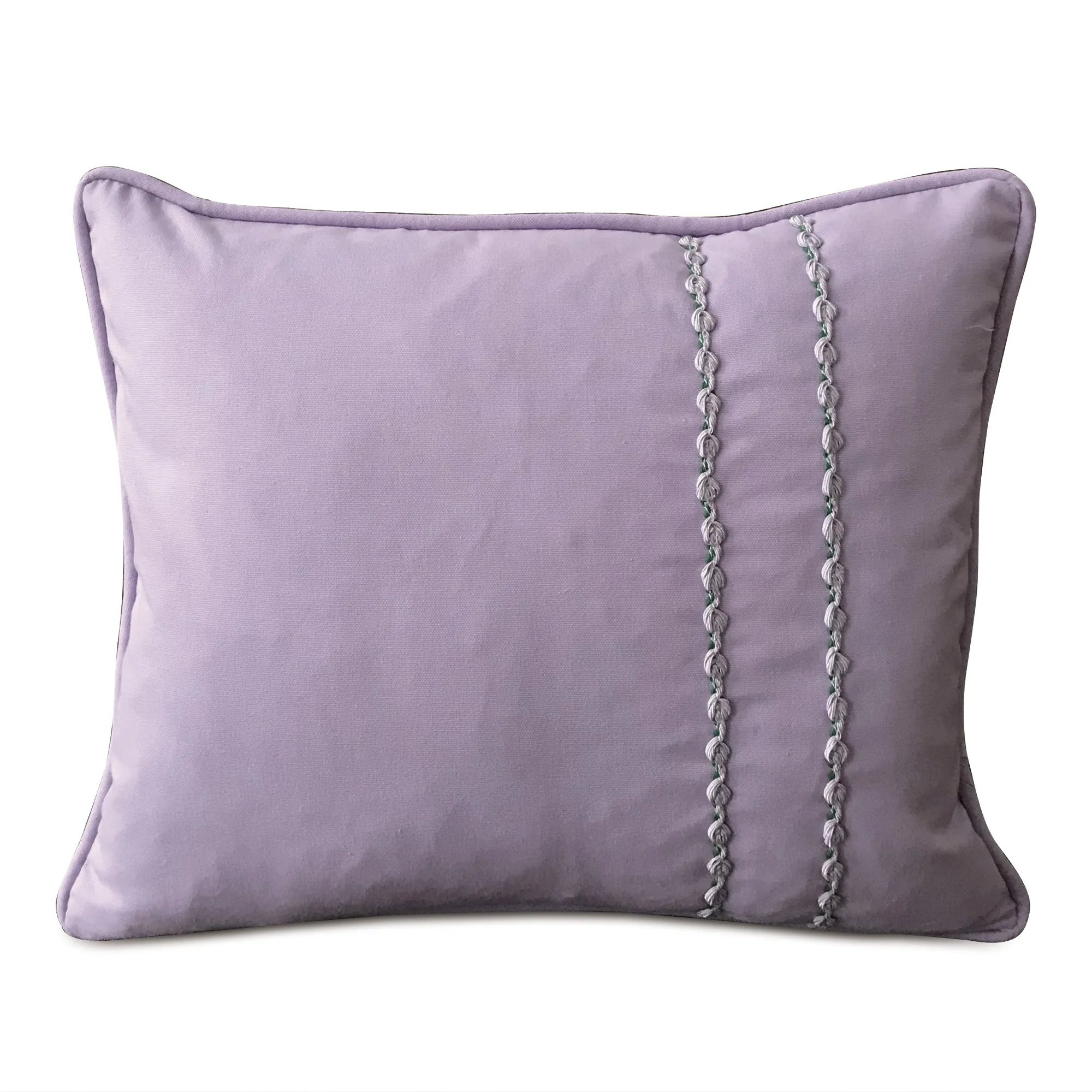 English Lilac Country Solid Floral Trim Lumbar Pillow Cover for Girls 15x18