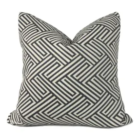 Eureka Black Cream Greek Maze Pillow Cover (Performance fabric)