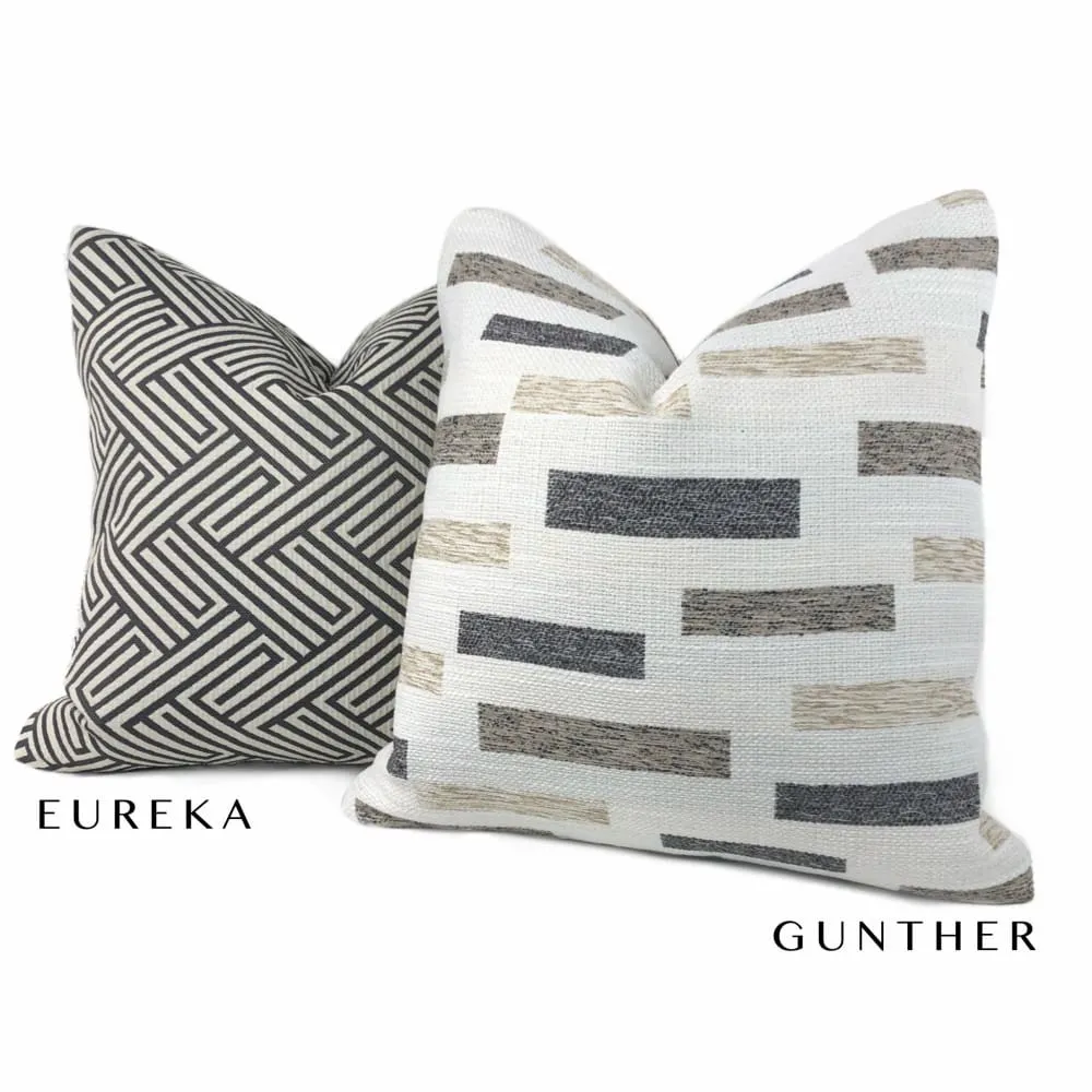 Eureka Black Cream Greek Maze Pillow Cover (Performance fabric)