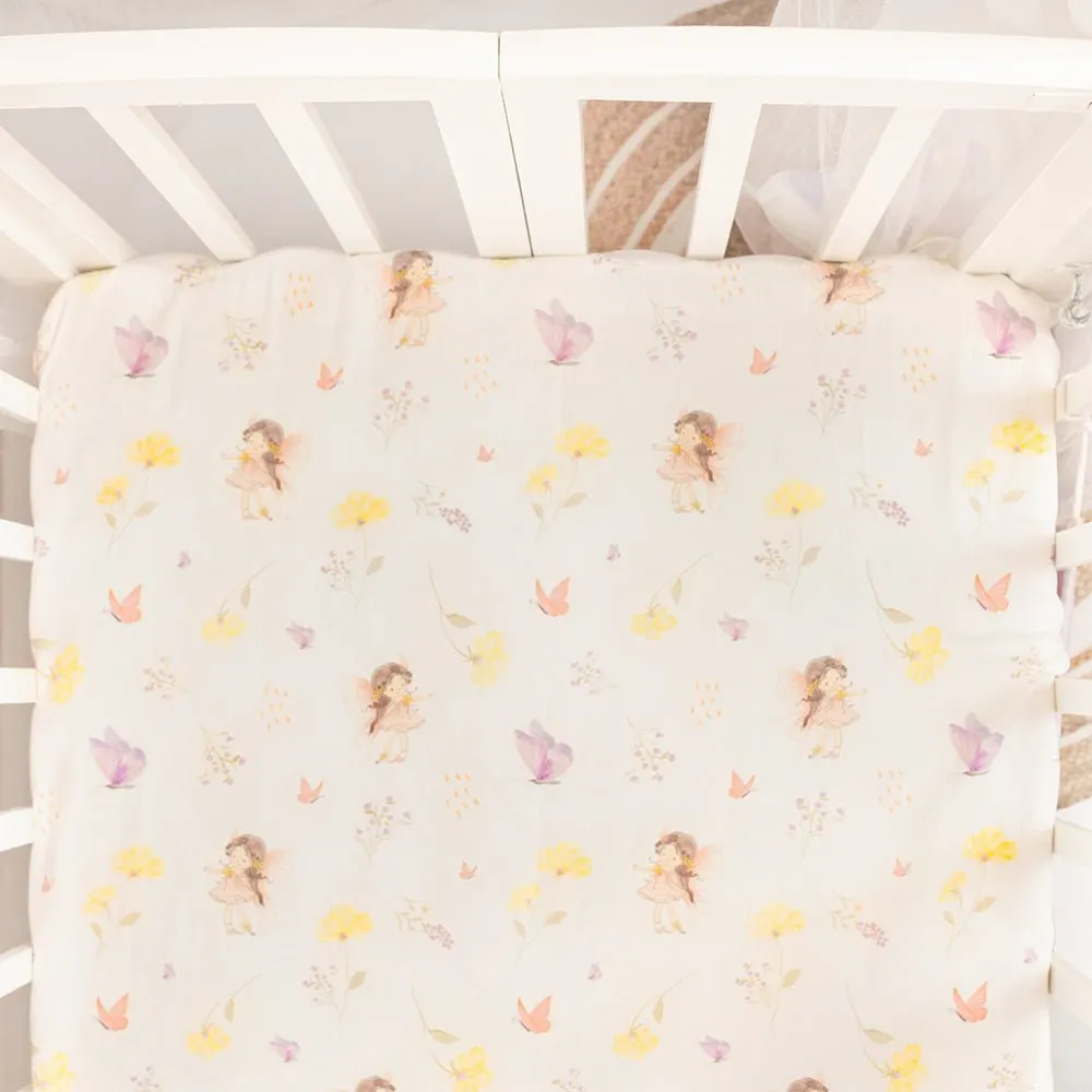 Fancy Fluff 7 Pc Organic Baby Cot Bedding Set- Pixie Dust