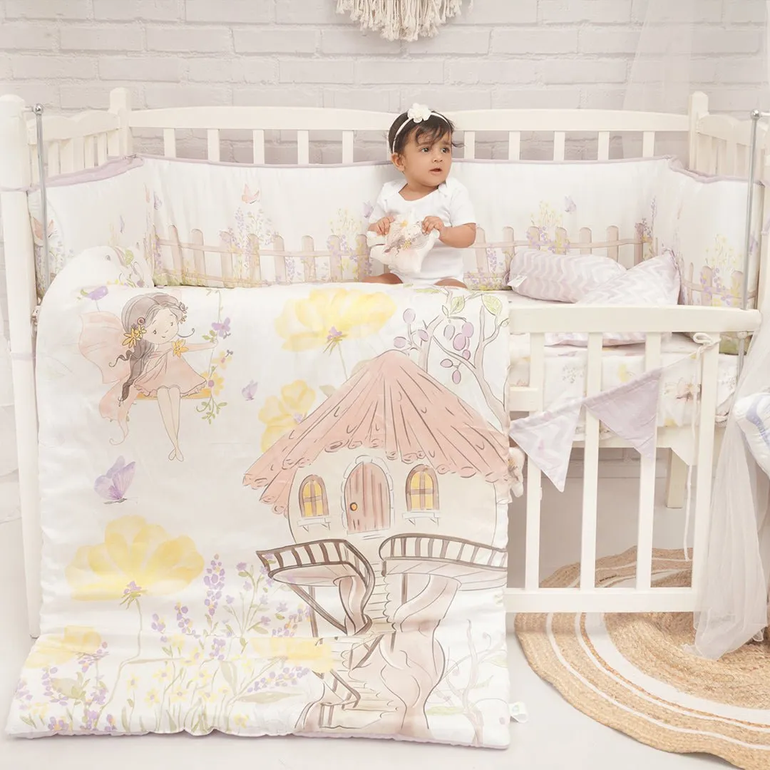 Fancy Fluff 7 Pc Organic Baby Cot Bedding Set- Pixie Dust