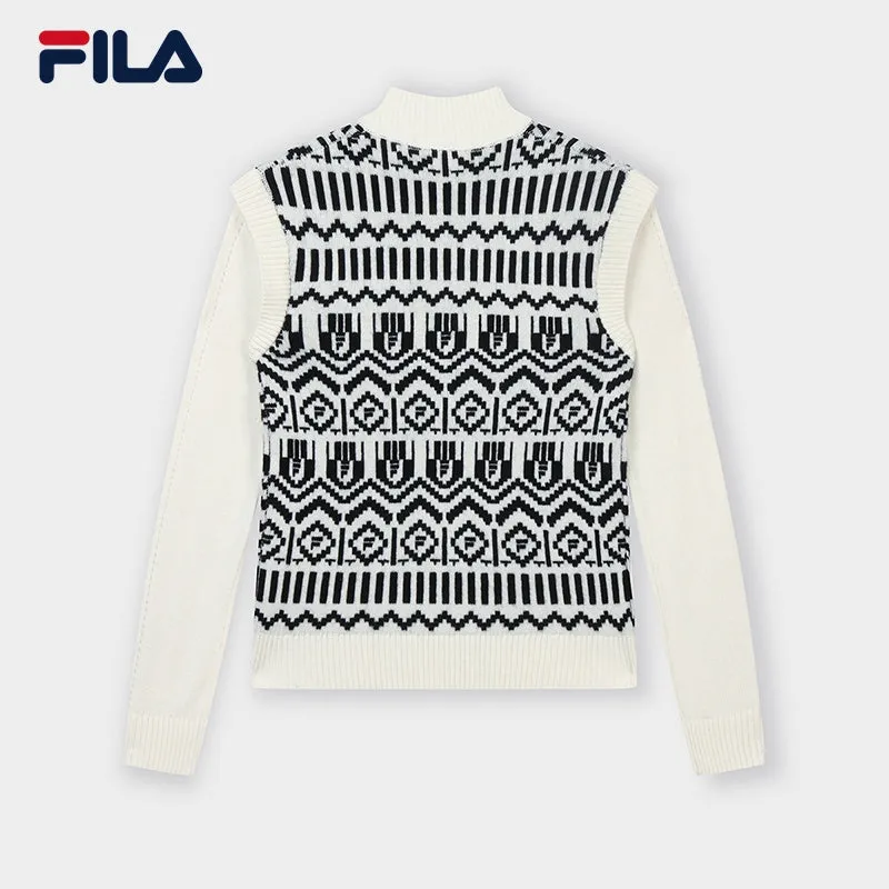 FILA CORE WHITE LINE EMERALD Women Knit Sweater in Ash