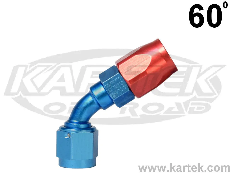 Fragola AN -10 Red And Blue Anodized Aluminum Series 3000 Cutter Style 60 Degree Bent Tube Hose Ends