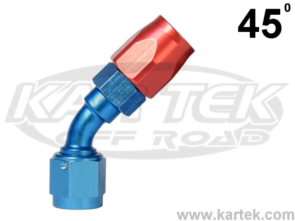 Fragola AN -6 Red And Blue Anodized Aluminum Series 3000 Cutter Style 45 Degree Bent Tube Hose Ends