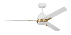 Fuller 52" Ceiling Fan in White & Satin Brass