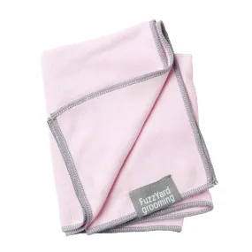 FuzzYard Microfibre Puppy Drying Towel Pink with Grey Trim