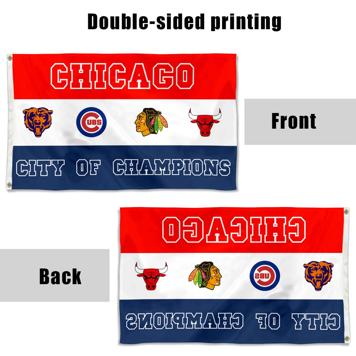 Fyon Chicago City of Champions Sports Fans Flag  banner