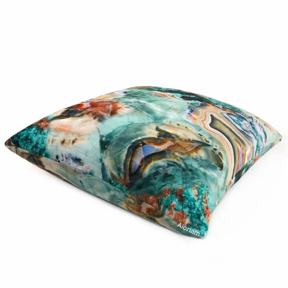 Gaia Earth Minerals Green Rust Multicolor Velour Pillow Cover