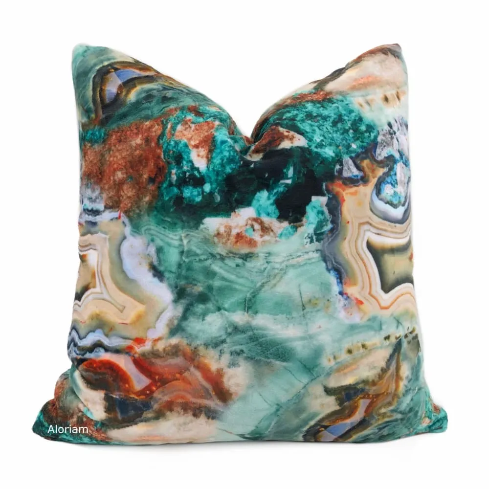 Gaia Earth Minerals Green Rust Multicolor Velour Pillow Cover