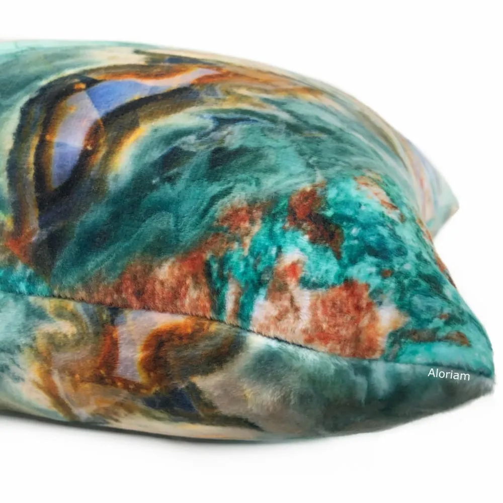 Gaia Earth Minerals Green Rust Multicolor Velour Pillow Cover