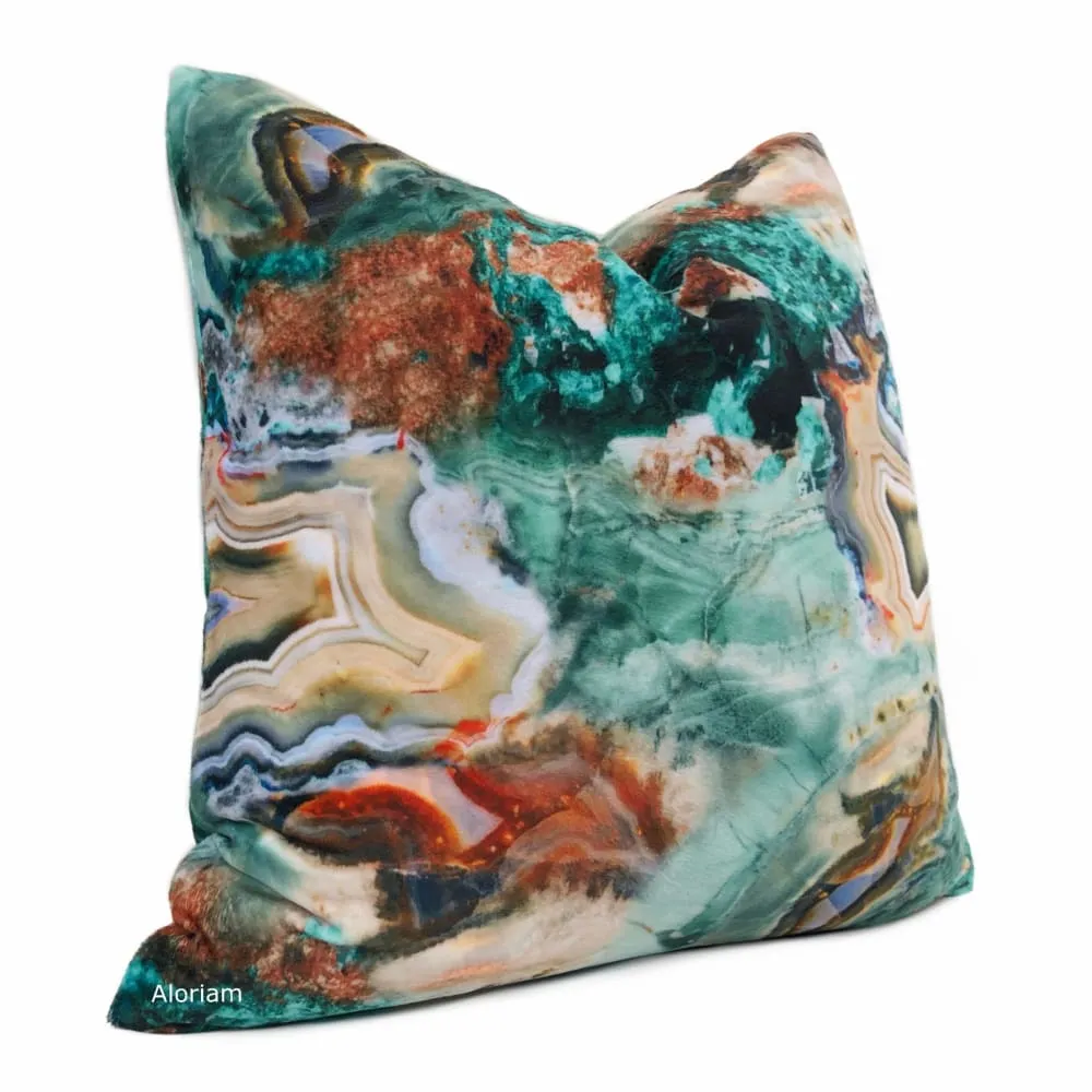 Gaia Earth Minerals Green Rust Multicolor Velour Pillow Cover