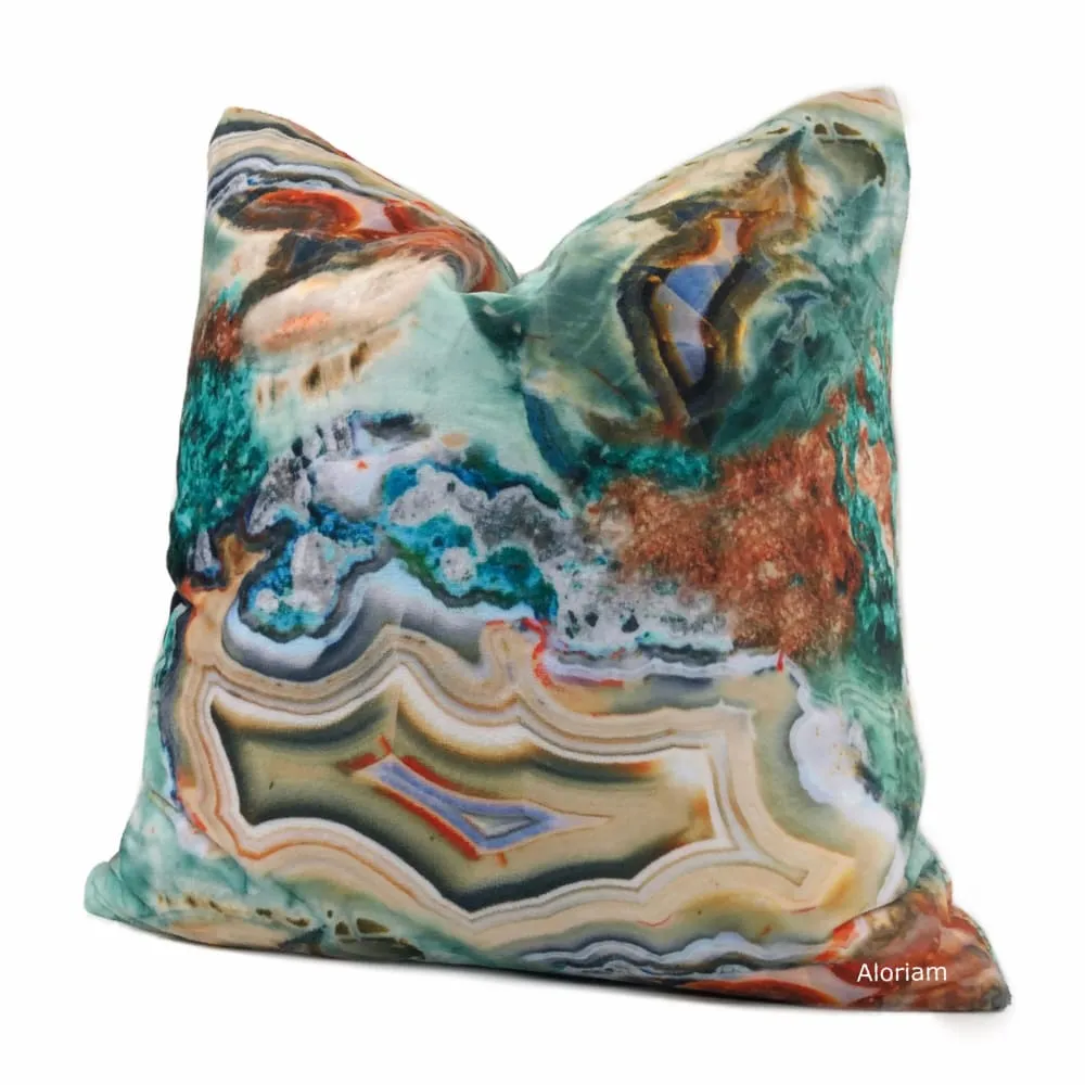 Gaia Earth Minerals Green Rust Multicolor Velour Pillow Cover