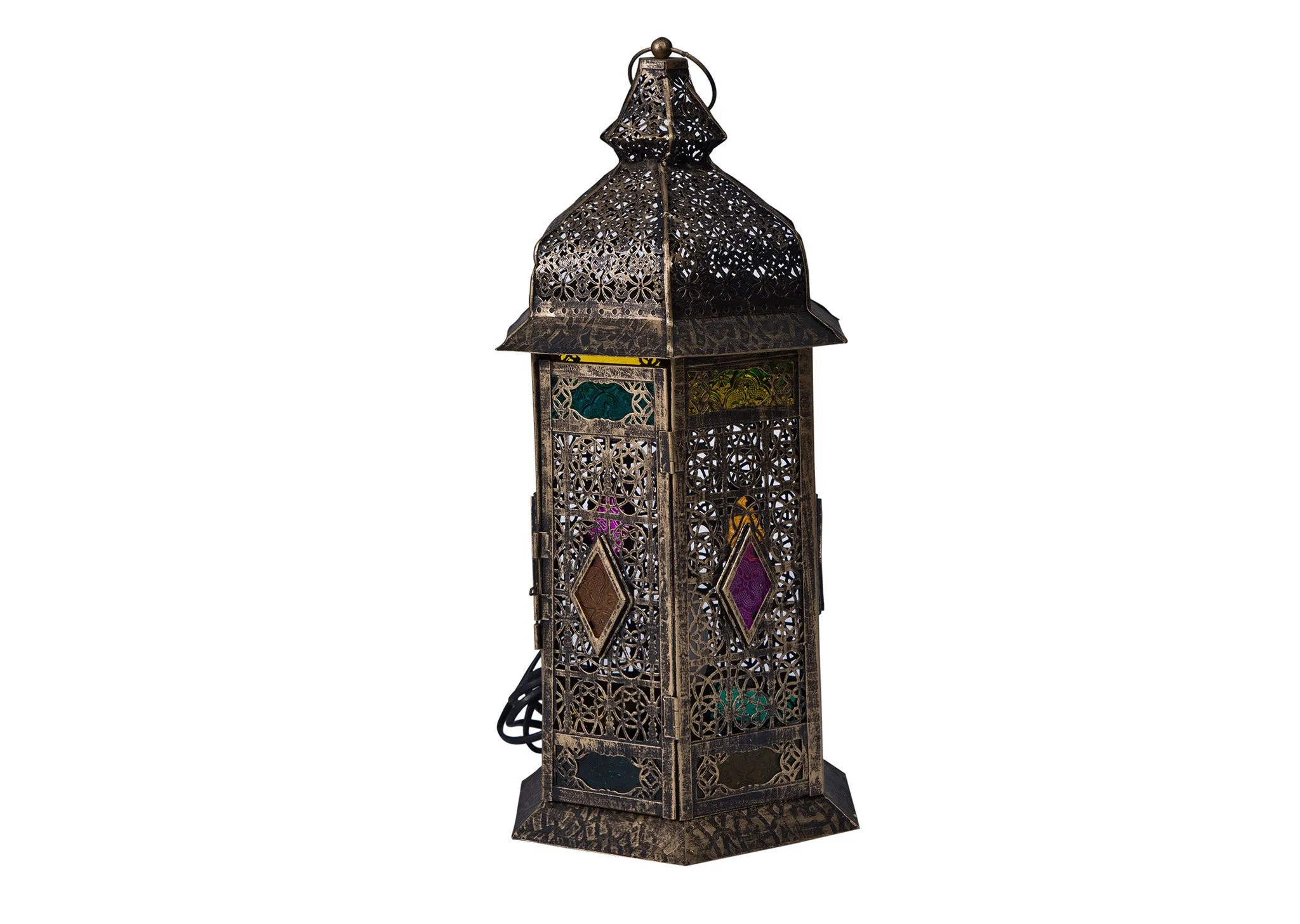 Garden Light Im Zh H13-1646 Black & Gold With Multicolor Glass