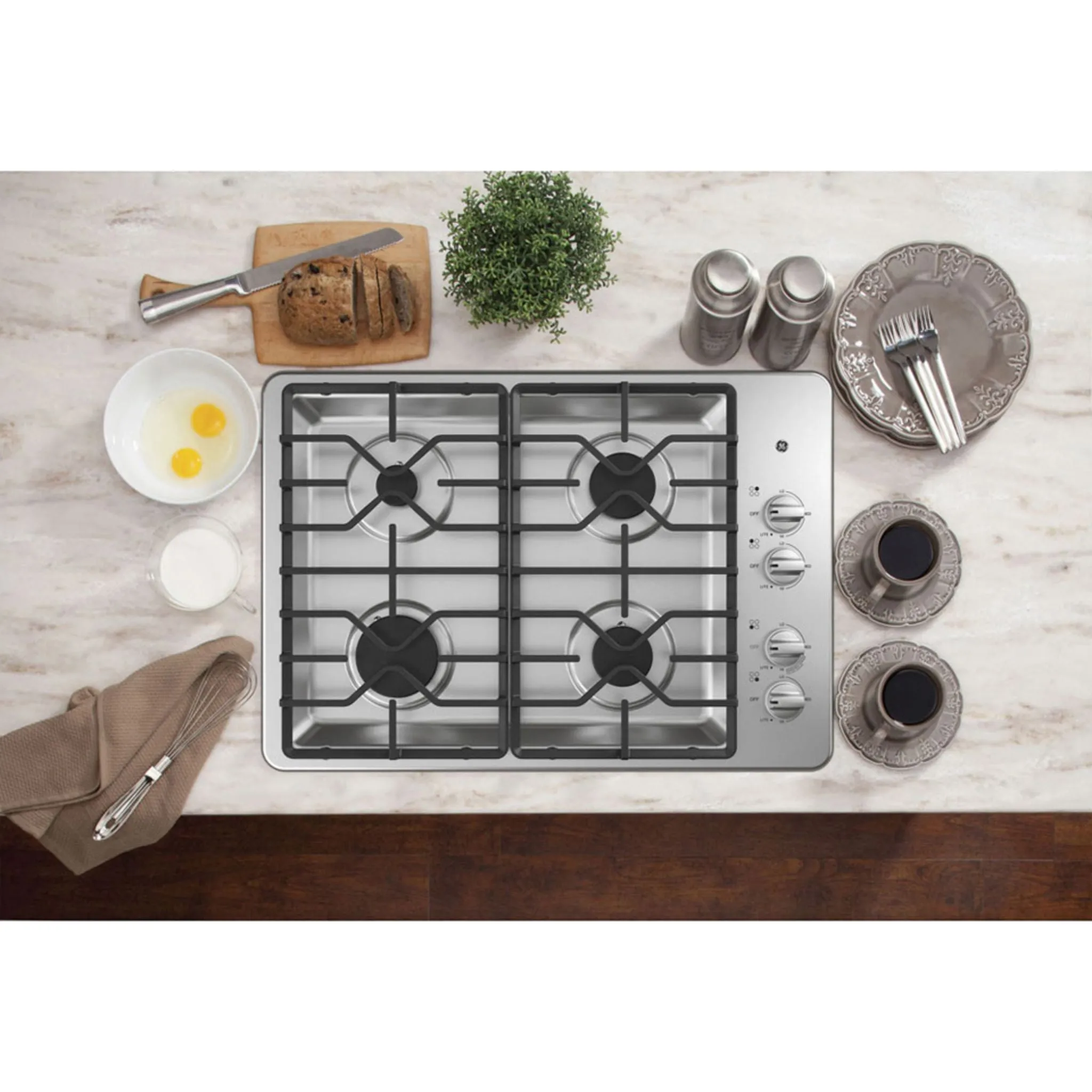 GE 30" Built-In Deep-Recessed Gas Cooktop Stainless Steel - JGP3030SLSS