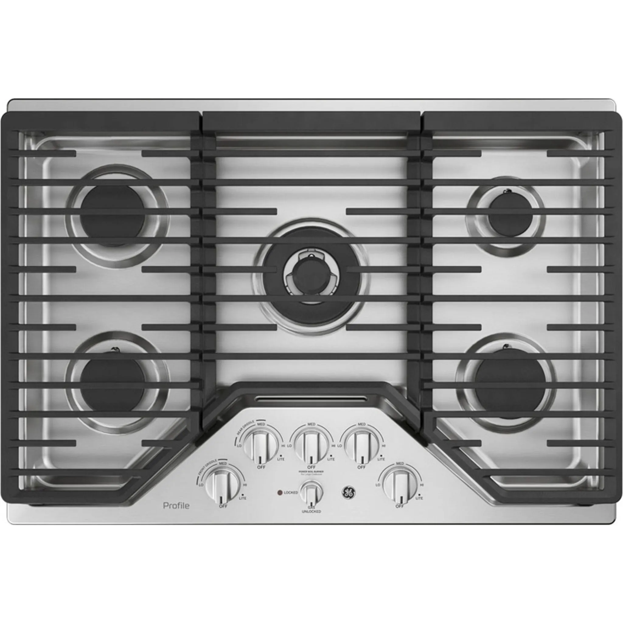 GE Profile 30" Built-In Deep-Recessed Edge-to-Edge Gas Cooktop Stainless Steel - PGP9030SLSS