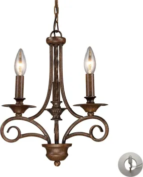 Gloucester 3 Light Chandelier In Weathered Bronze - Includes Recessed Lighting Kit