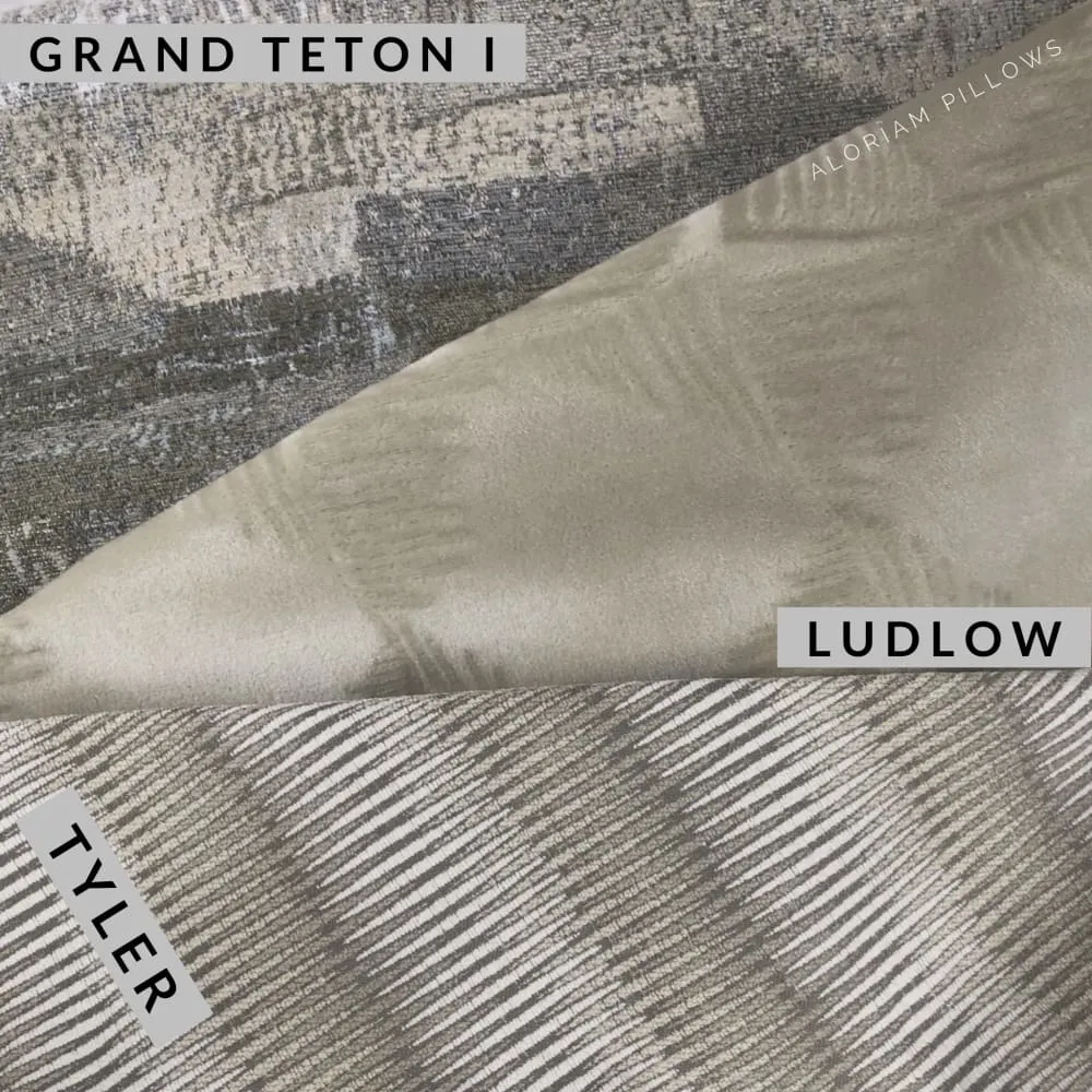 Grand Teton I Gray Brown Beige Texture Pillow Cover