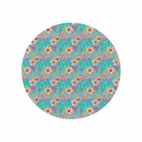 Green Floral  Circular Micro Fleece Blanket 60"