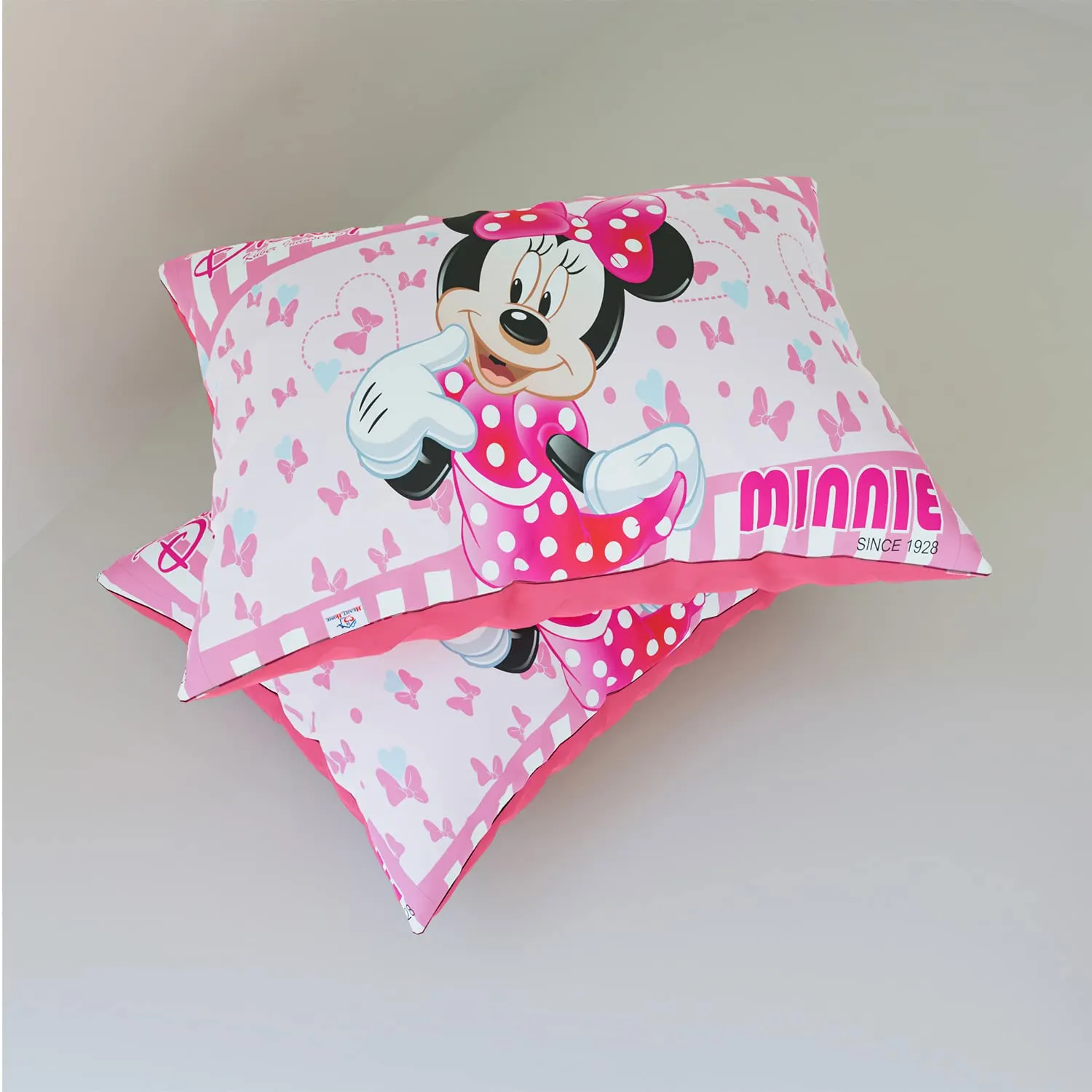 Heart Home Disney Minnie Pillow Cover | Silk Pillow Cover | Soft Pillow Cover | Luxurious Pillow Cover For Home | Set of 4 | 16x24 Inch | Pink