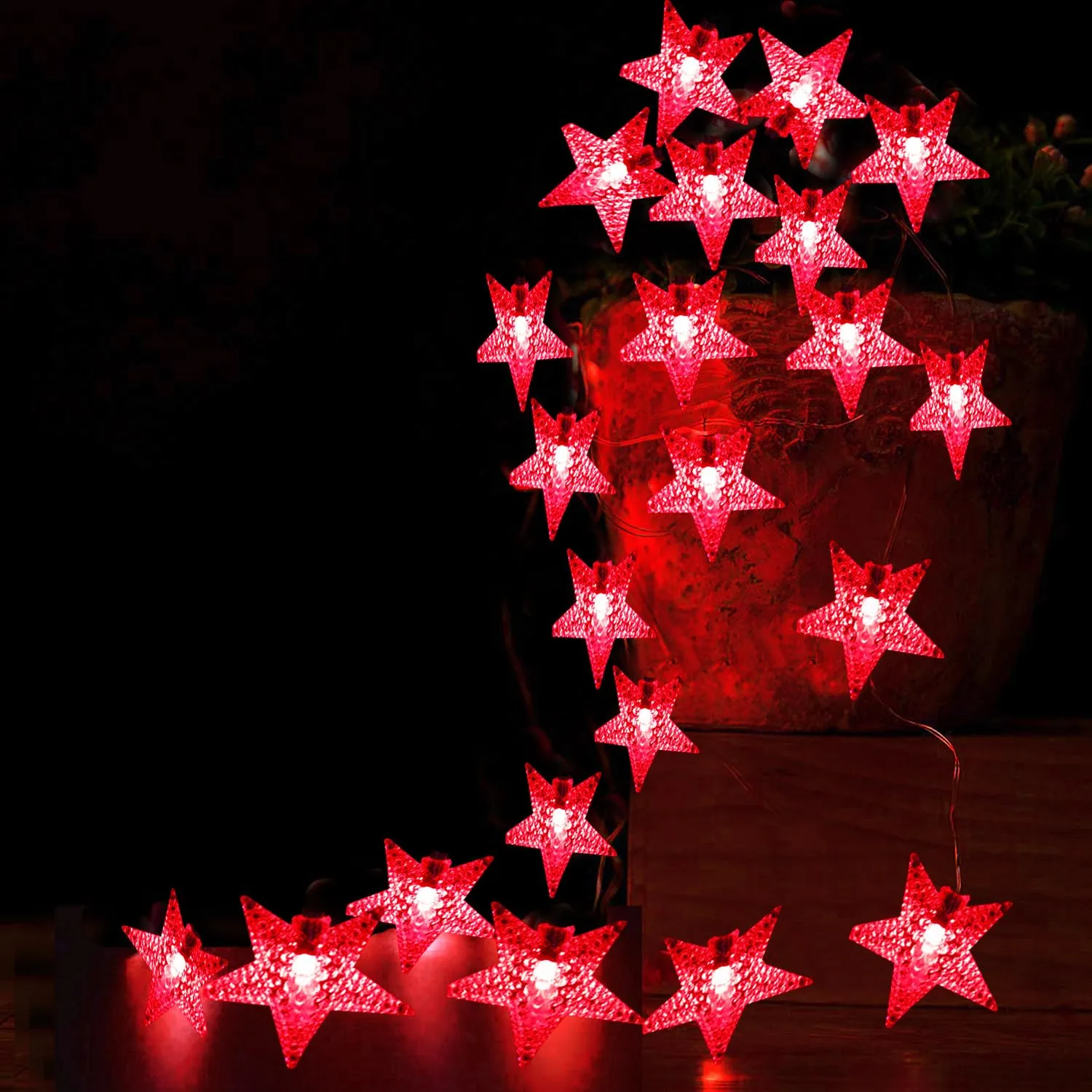 Heart Home Diwali Lights | 20 Stars Fairy Lights for Diwali | Christmas | Home Decoration | Indoor & outdoor | Diwali Lights for Decoration | Chota Star | Maroon