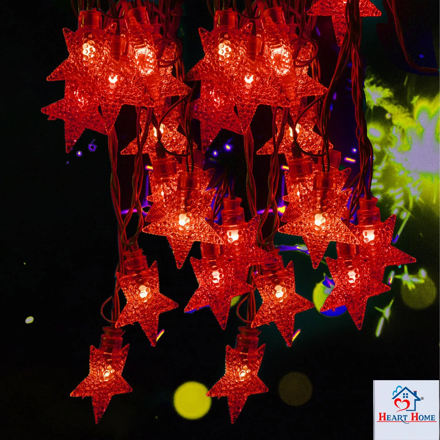 Heart Home Diwali Lights | 20 Stars Fairy Lights for Diwali | Christmas | Home Decoration | Indoor & outdoor | Diwali Lights for Decoration | Chota Star | Maroon