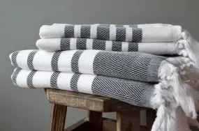 Herringbone Towels - Black