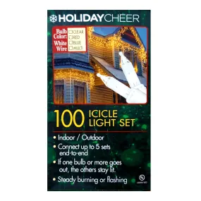 Holiday Cheer Icicle Holiday Lights 100 Pcs. Set