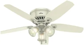 Hunter 53326 Ceiling Fan, 5-Blade, Light Oak/Snow White Blade, 52 in Sweep, 3-Speed, With Lights: Yes :EA: QUANTITY: 1