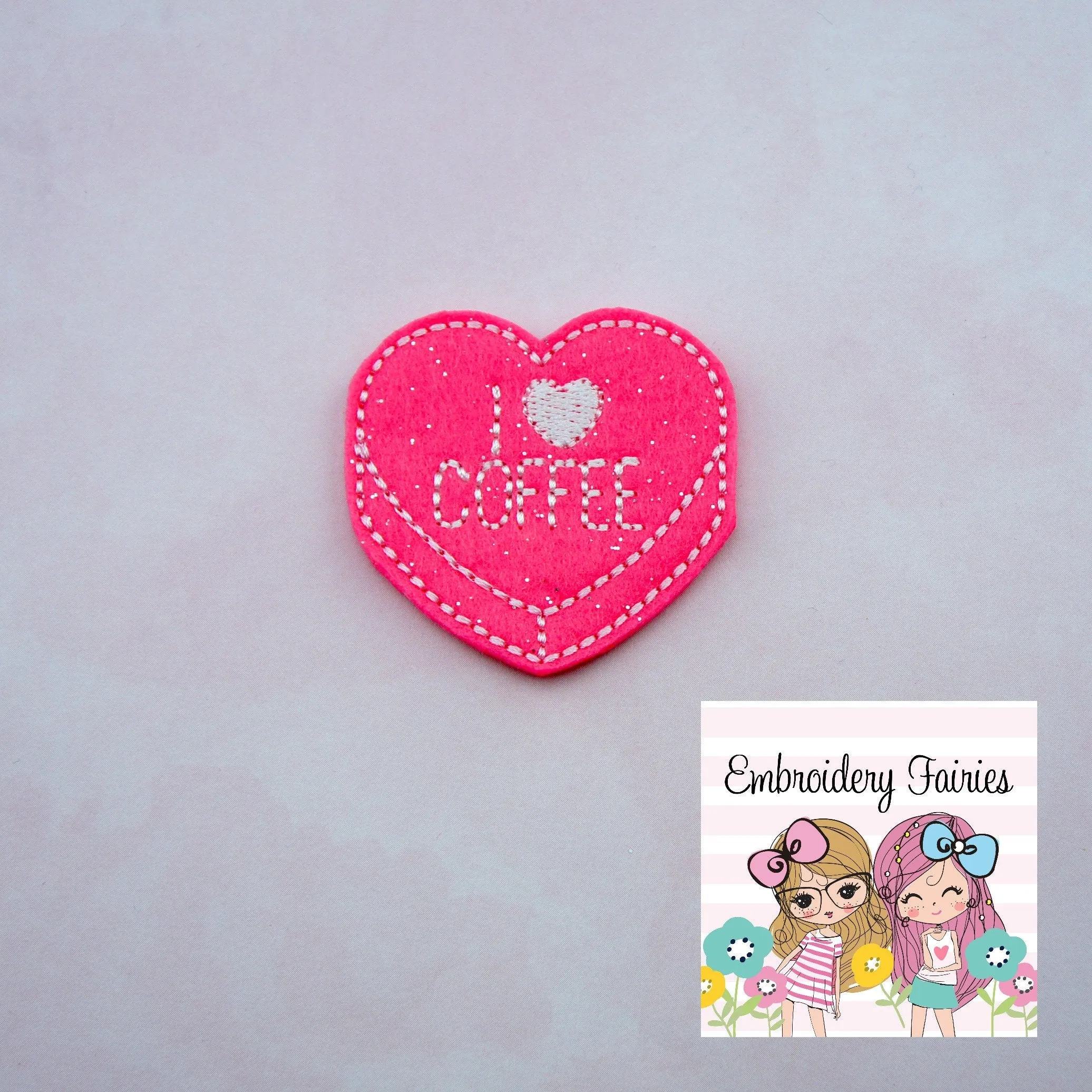 I Love Coffee Conversation Feltie File - Heart Embroidery File - Valentines Day Feltie - Feltie Design - Feltie Pattern - Candy Feltie