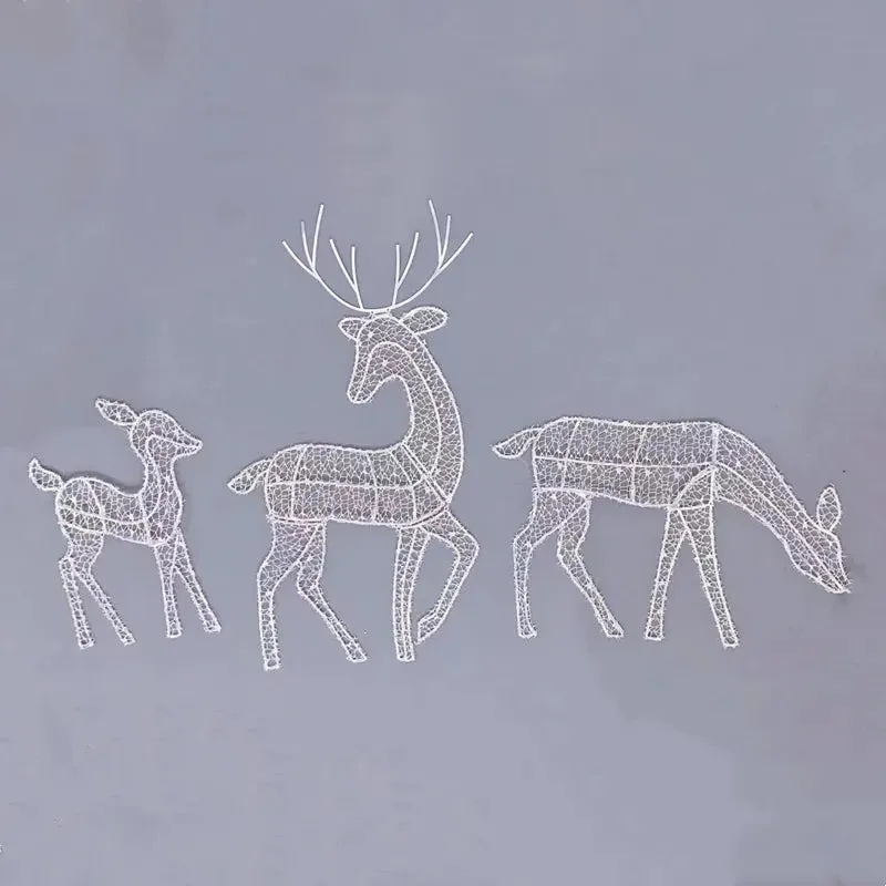 Iron Art Elk Deer Christmas Garden Decoration With LED Light Glowing Glitter Reindeer Xmas Home Outdoor Yard Ornament Decor