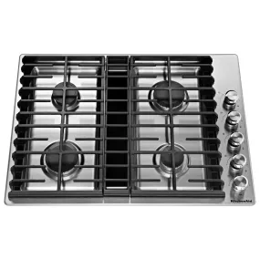 KitchenAid 30 Inch 4 Burner Gas Downdraft Cooktop