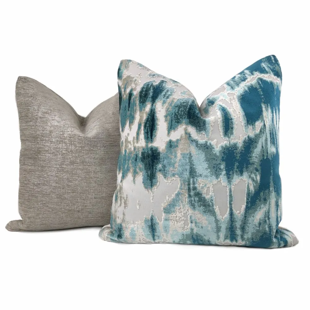 Kodiak I Green Teal Aqua Abstract Velvet Pillow Cover