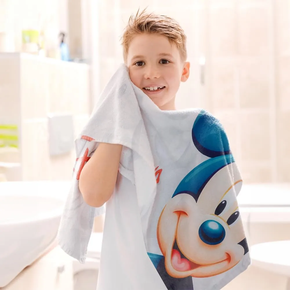 Kuber Industries Disney Mickey Mouse Microfiber Soft Kids Bath Towel-Pack of 3 (White)