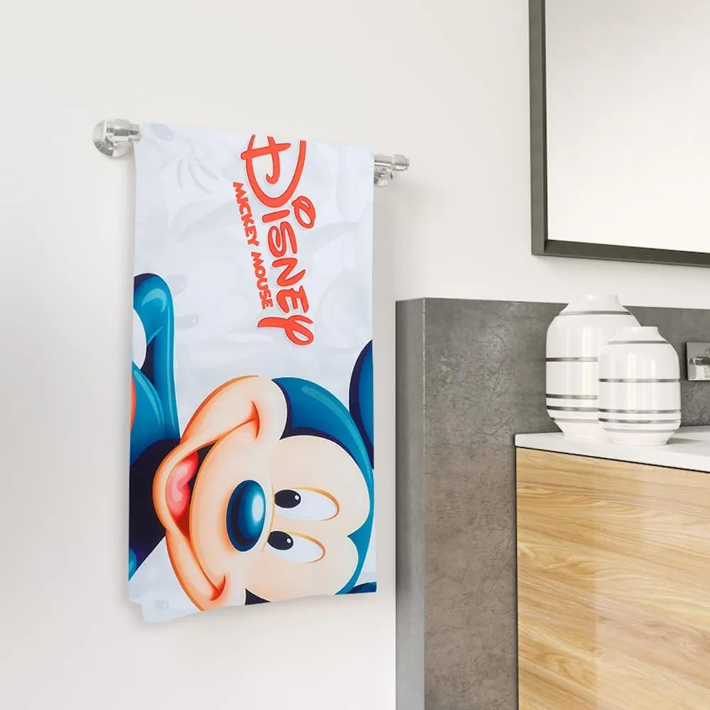 Kuber Industries Disney Mickey Mouse Microfiber Soft Kids Bath Towel-Pack of 3 (White)