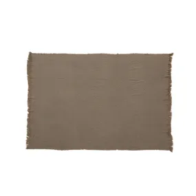 Kyra Contemporary Cotton Throw Blanket with Fringes, Brown