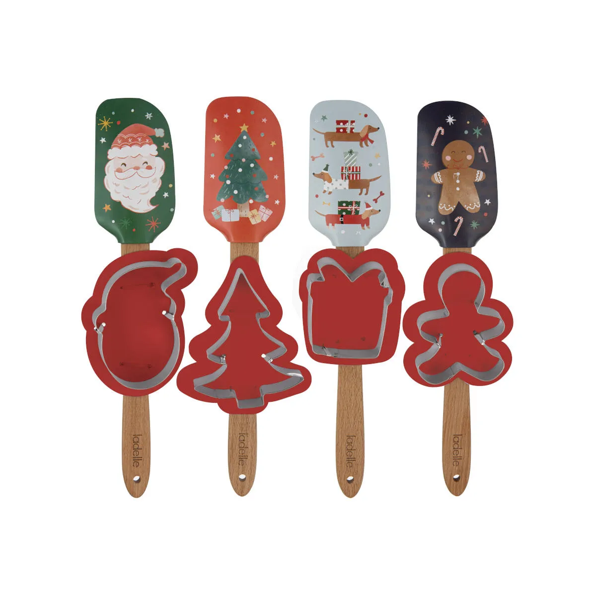 Ladelle Dasher Christmas Spatula/Cookie Cutter Set