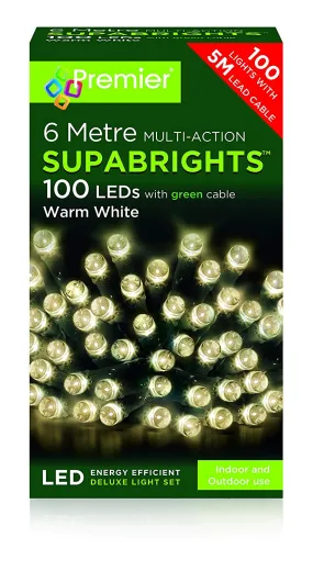 LED Supabright Light Decorations - Indoor & Outdoor - 100 LEDs - Warm White