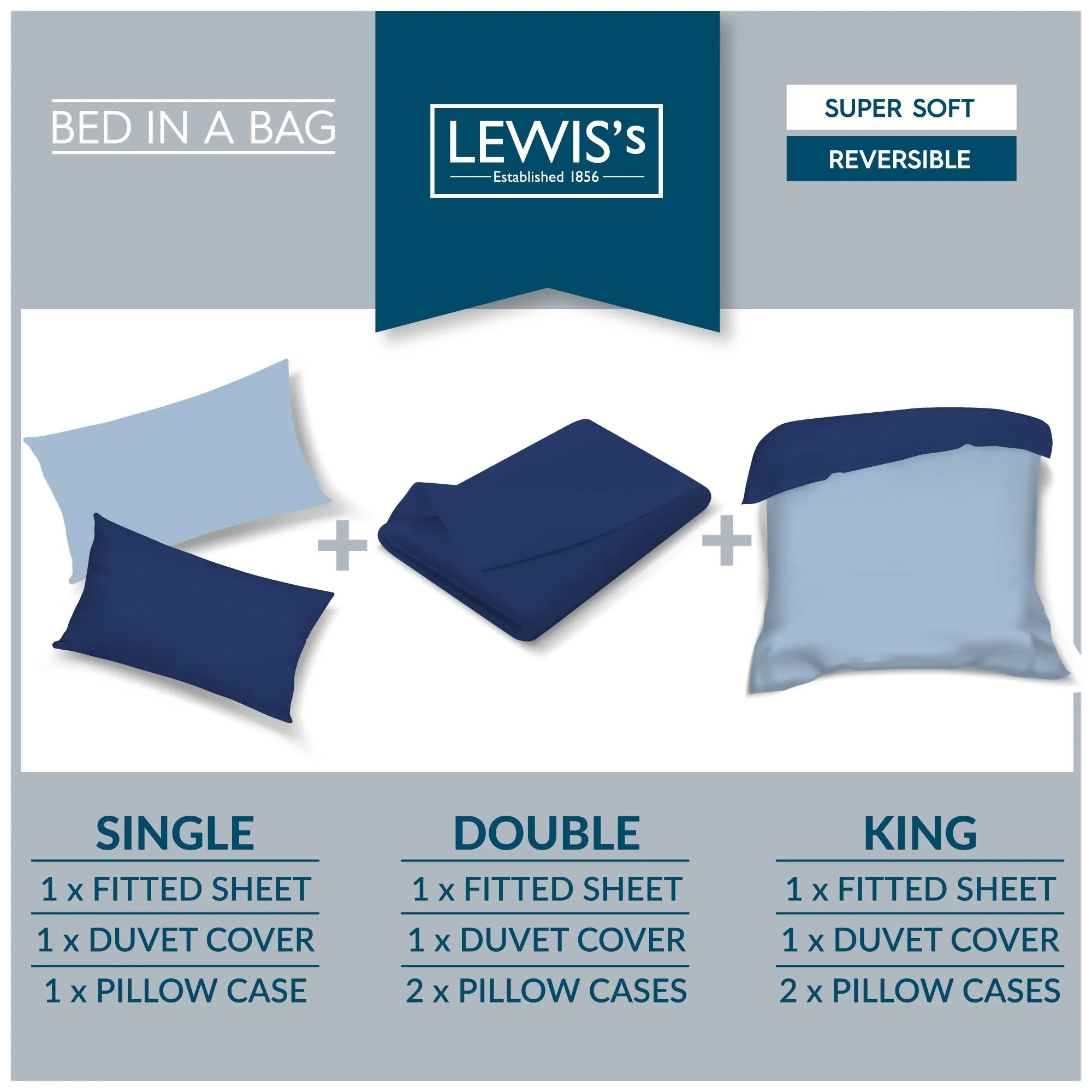 Lewis's Supersoft Reversible Bed in a Bag - Charcoal / Grey