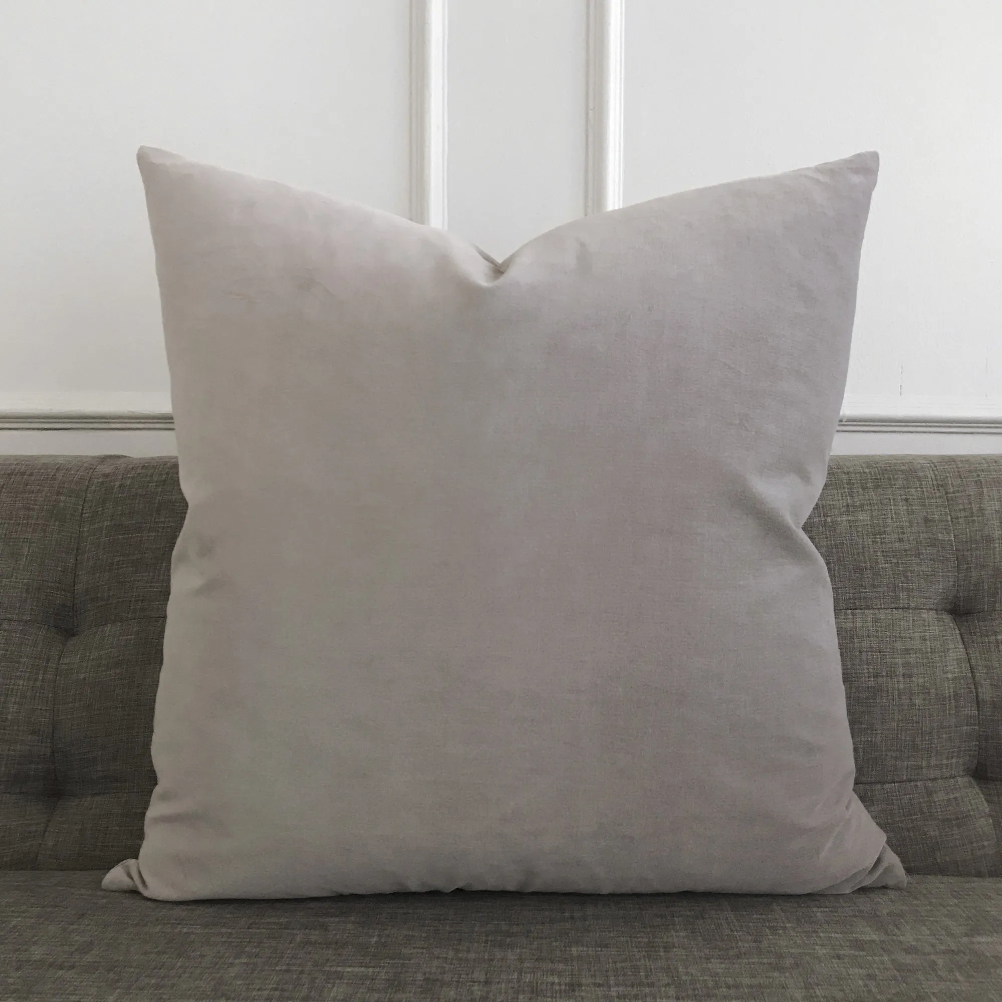 Light Gray Velvet Decorative Pillow