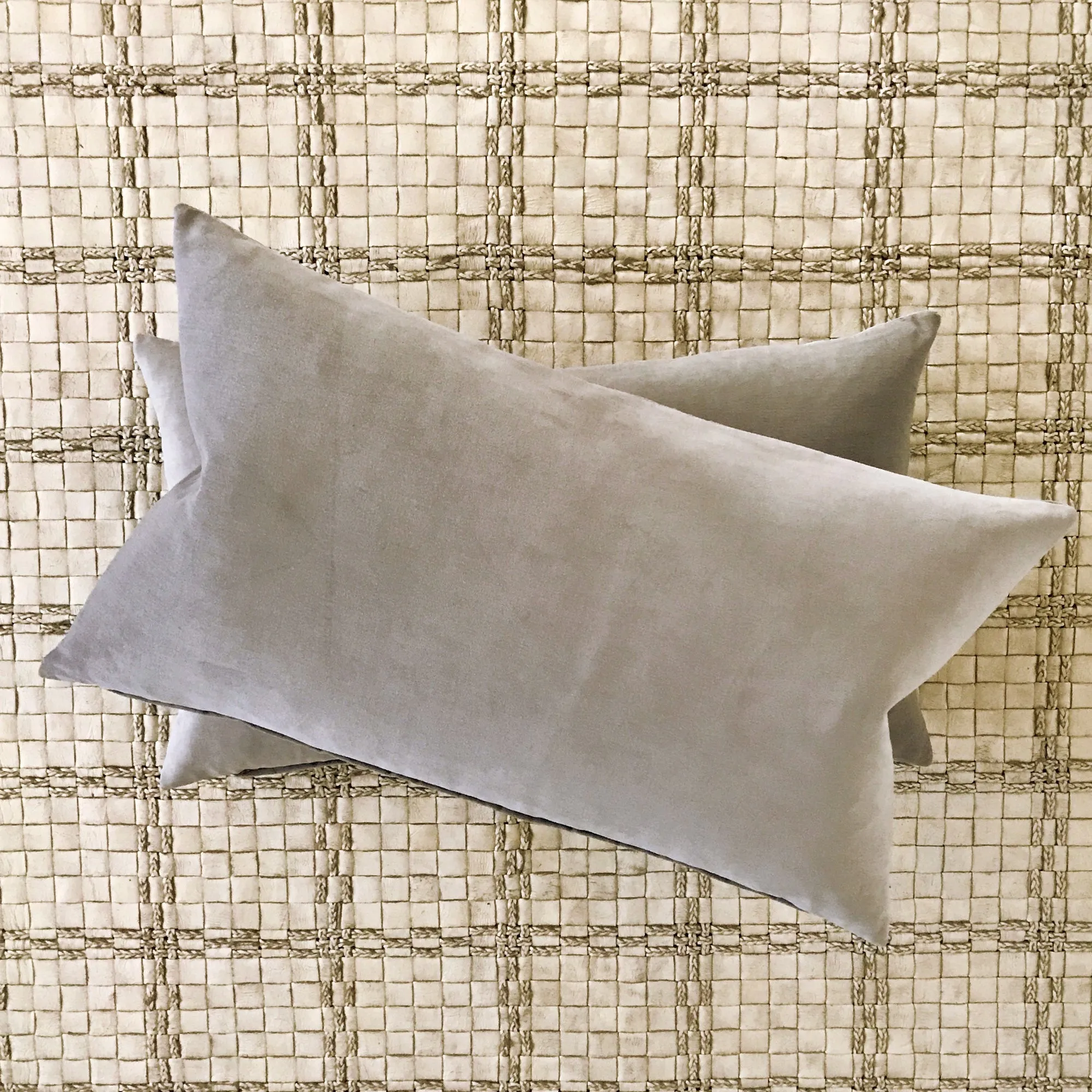 Light Gray Velvet Decorative Pillow