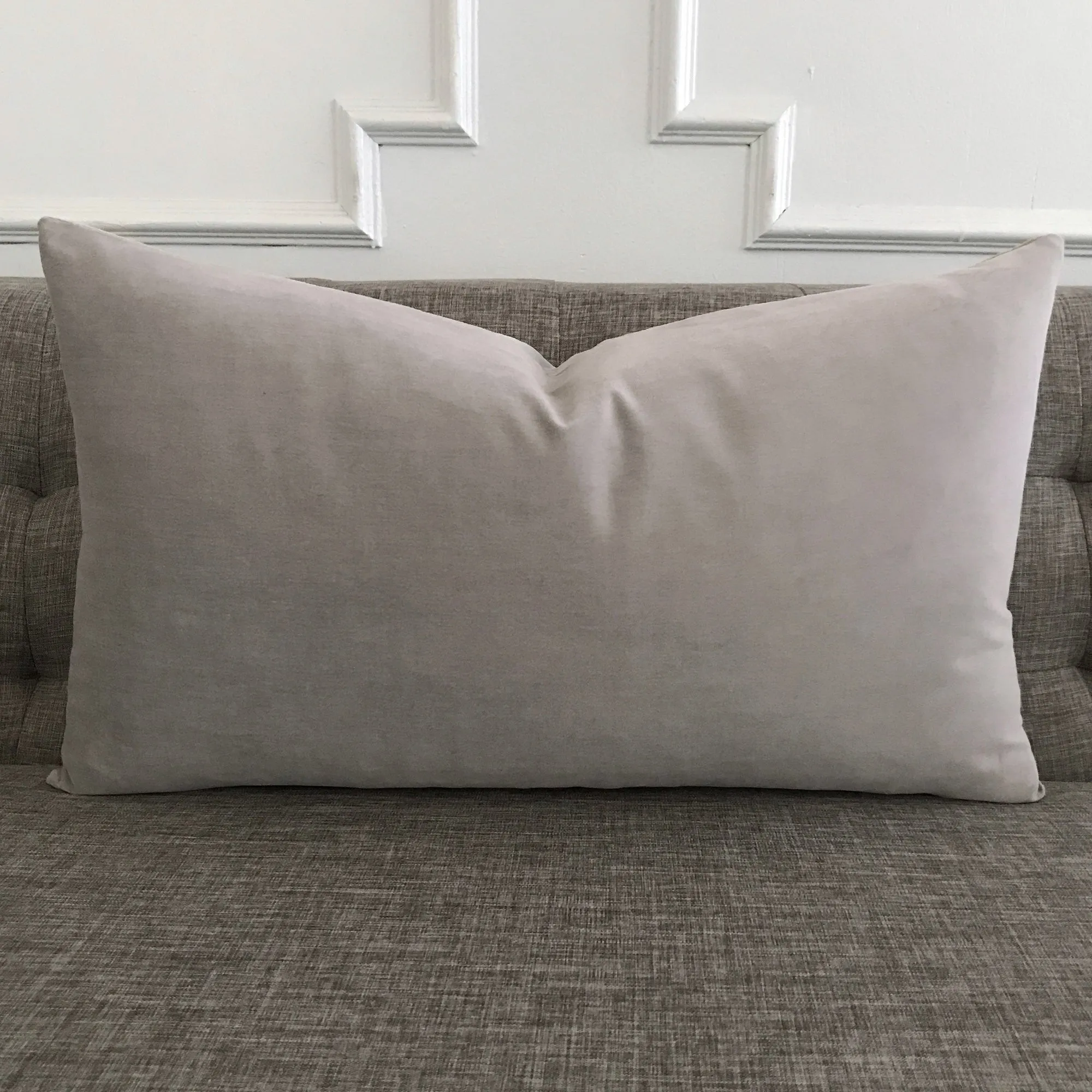 Light Gray Velvet Decorative Pillow