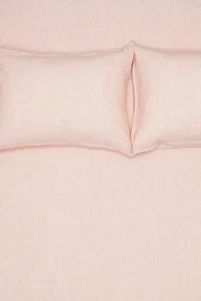 Linen Bedding Small Check in Shell Rose Color